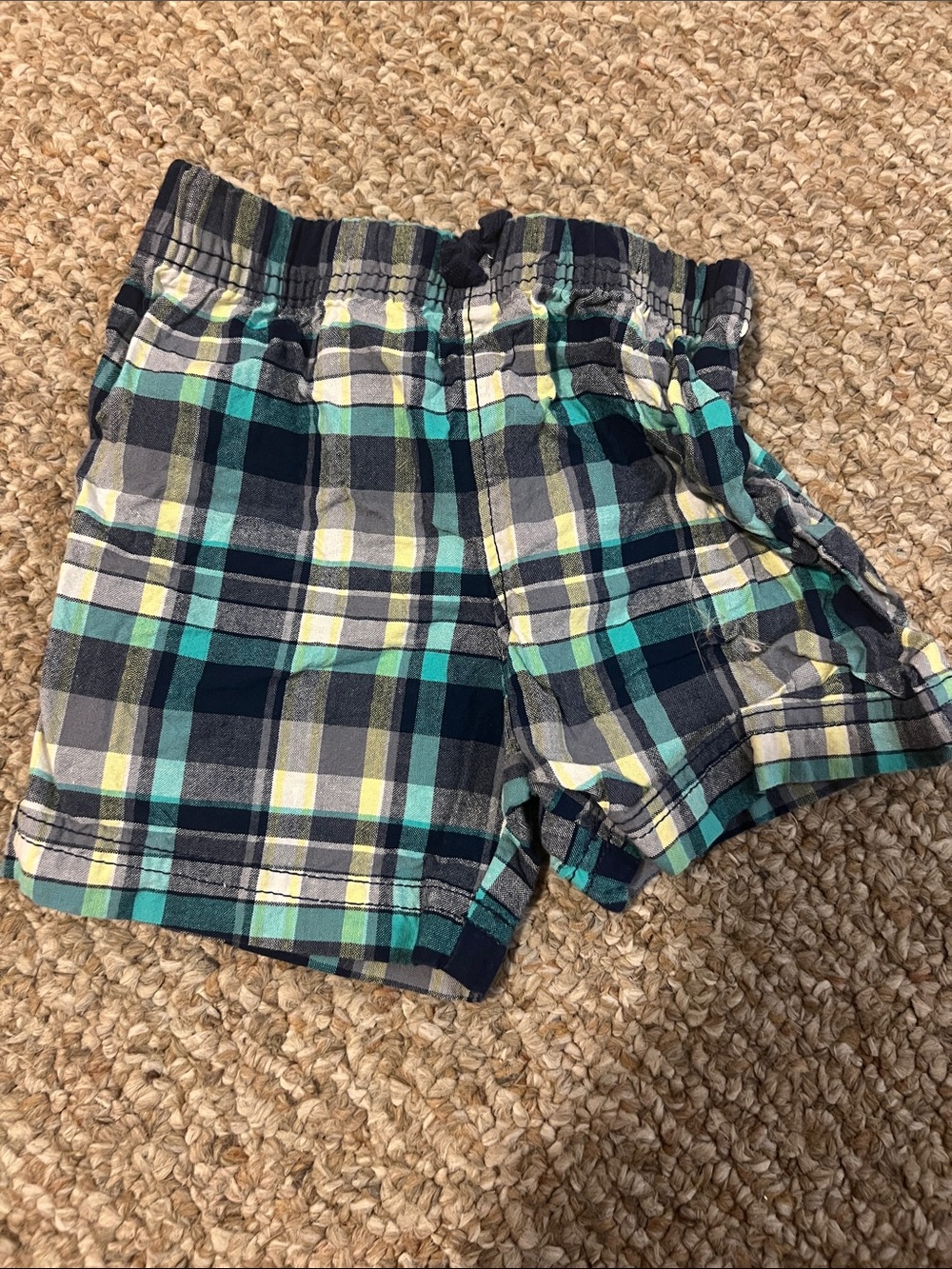 Carter's Plaid Pull-On Shorts in Navy, Teal, Yellow